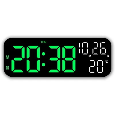 Large Digital Alarm Clock LED Temperature Voice Control Dual Alarm Snooze 12/24H Foto 1 de 4