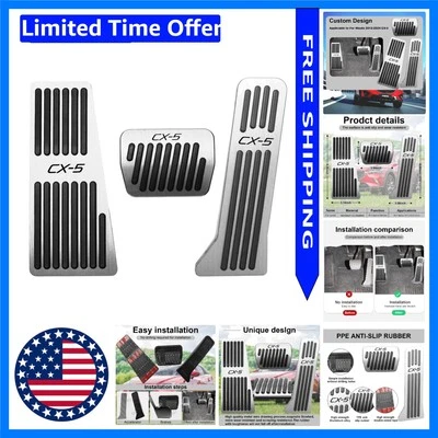 Improved Driving Safety with 3PCS Aluminum Pedal Covers for Mazda CX-5 2013-2025 - Image 1 of 4