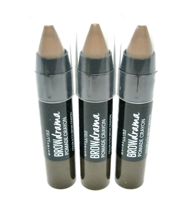 3 x MAYBELLINE BROWdrama POMADE CRAYON DARK BROWN - Bild 1 von 2