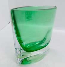 LSA Krosno Green Ovoid Handcrafted Mouth Blown 4" Tall Glass Vase Ombre Style