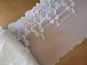 4.5 Yards 9" wide White Tulle Mesh Lace/Embroidered Flower-Bridal Wedding xh101 - Picture 1 of 2