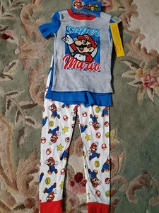 Boys Super Mario Graphic Character 3 Piece Sleepwear Set Size 6 - Picture 1 of 4