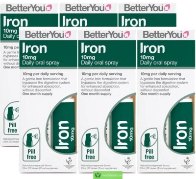 BetterYou Iron 10mg Daily Oral Spray Hi Strength Can Reduce Fatigue *6 Pack*