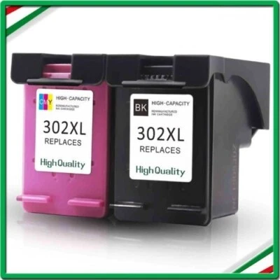 ✅ KIT 2 CARTUCCE COMPATIBILI HP 302 XL NERO+COLORE STAMPANTE DESKJET 3830 3832 ✅ - Image 1 of 4
