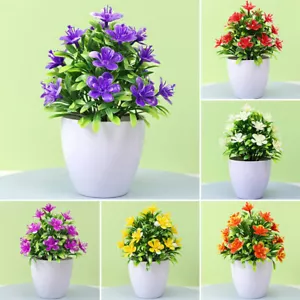Artificial Fake Plants Flowers In Pot Potted Garden Home Outdoor Floral Decor x1 - Picture 1 of 16