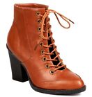 Wild Diva Dominic-21 Leatherette Pointy Toe Tongueless Chunky Heel Military Boot