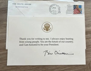 Bill Clinton White House Signed Presidential Thank You note 1998 - Picture 1 of 3