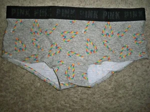 VICTORIAS SECRET HOLIDAY CANDY CANE BOYSHORT LARGE NEW - Picture 1 of 1