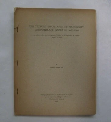Medieval English Literature Importance of Manuscript Commonplace Books 1620-1660 - Image 1 of 3