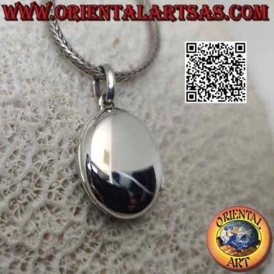 Ciondolo in Argento 925‰ a portafoto  ovale liscio piatto ( 18X14 mm. ) - Immagine 1 di 4