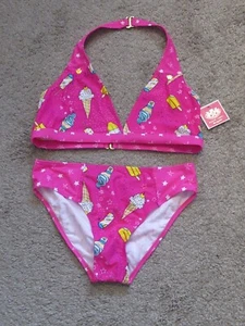 Juicy Couture Girls 2 Pc. Bikini Swimsuit Bathing Swim Suit Ice Cream Pink 14 - Picture 1 of 5