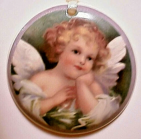 BEAUTIFUL WINGED ANGEL ROUND BASKET TIE ON - NEW - SHOP STORE UNIQUE ITEMS ! Cover