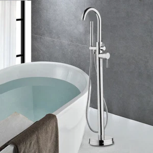 Freistehende Armatur Bodenstehender Wannenarmatur Stehend Handbrause Badewanne - Bild 1 von 8