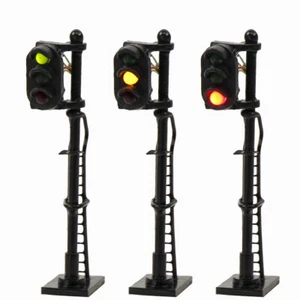 3pcs Model Railroad N Scale Red Yellow Green Traffic Signal 3-LEDs Block Signal - Picture 1 of 6