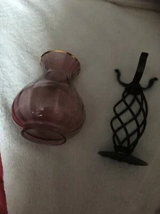 Unusual Metal Decorative Candle Stand with Glass Storm Lantern on top - Picture 1 of 4
