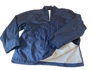 Vintage Nike Swoosh Logo Navy Blue Pullover Windbreaker Jacket Coat Youth Sz L - Imagen 1 de 12