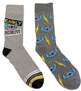 New DISNEY’S LILO & STITCH Mens 2 Pair Of Socks With STITCH ‘EASILY DISTRACTED’