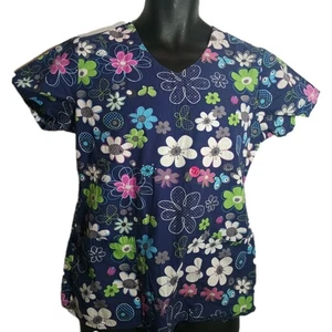 Zoe + Chloe Scrub Top blau Gänseblümchen Damengröße Small  - Bild 1 von 8