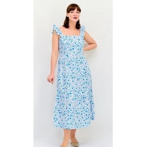 NWOT Draper James Caitlyn Ditsy Floral Print Square Sleeveless Midi Dress Large - Picture 1 of 10