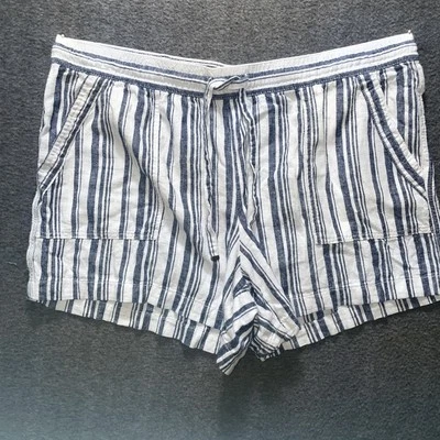 St John’s Bay Woman’s Linen Blend Striped Plus Size Drawstring Shorts Size XXL - Image 1 of 4