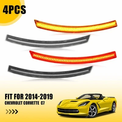Luz indicadora lateral LED vermelha e âmbar 4 peças H para Chevrolet Corvette C7 2014-2019 - Imagem 1 de 4