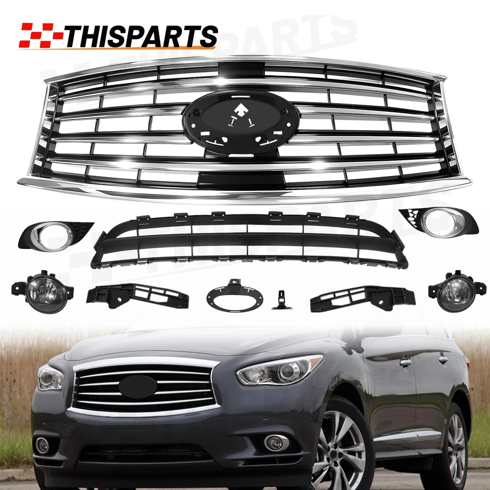 For 2014-2015 Infiniti QX60 2013 JX35 Front Upper Lower Bumper Grille Fog Lights Foto 1 de 4