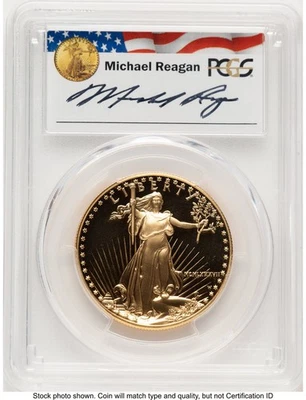 1987-W Proof Gold Eagle 1 oz Reagan Legacy Series Michael Reagan PCGS PR70 - Image 1 of 2