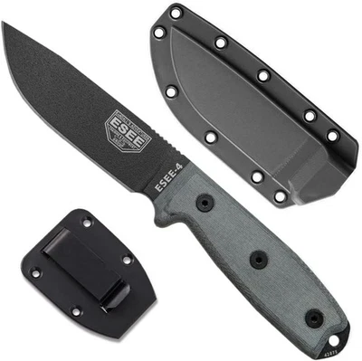 ESEE-4 Plain Edge Fixed Blade Knife Black Blade and Black Sheath - Image 1 of 2
