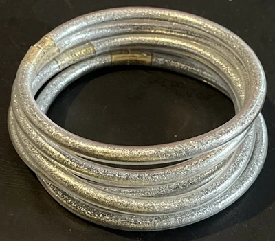 Silver Glitter 5 Stackable Rubber Bracelets - Image 1 of 2