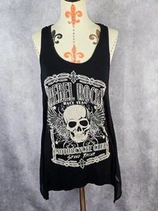 Camiseta sin mangas VoCal REBEL ROCK estrás calavera espalda transparente motocicleta motociclista equipo talla M - Imagen 1 de 9