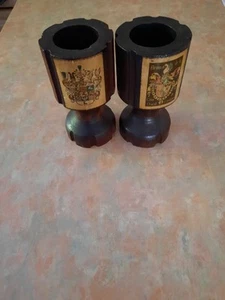 2 Large Rustic Wooden Candle Stick Holders. Uk POSTAGE ONLY - Picture 1 of 9