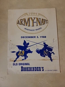 1988 Army Vs Navy Souvenir Menu Old Bookbinder's Restaurant Philadelphia - Picture 1 of 14