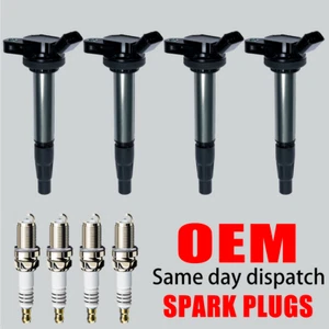 4X Ignition Coil OEM & 4X Iridium Spark Plug For Toyota Corolla Prius 1.8L UF596 - Picture 1 of 14