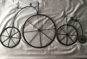 Black Wrought Bikes Iron Wall Mounted Country Farmhouse Decor - Picture 1 of 1