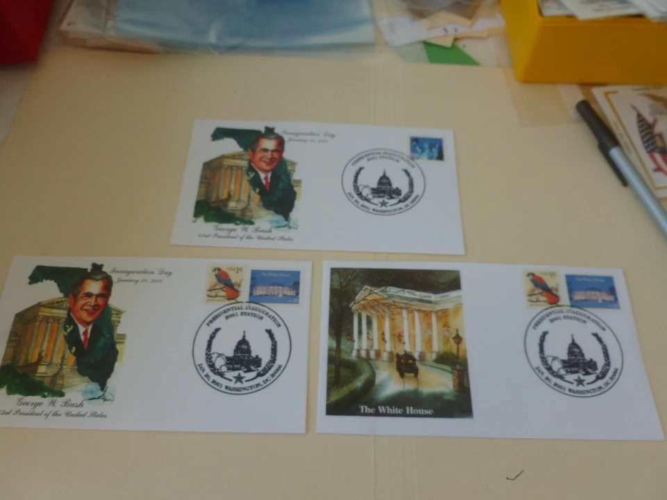 Tres cubiertas del día de inauguración del presidente George W. Bush 2001 Edken portadas variedades Foto 1 de 1