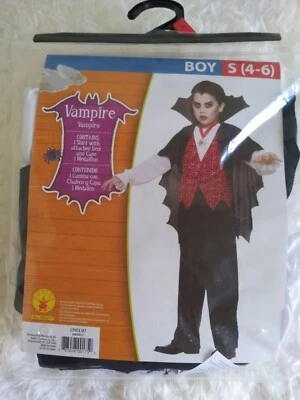 Disfraz Vampiro Niños Halloween S(4-6) Camisa con Chaleco Adjunto y Capa 1 Medallón Foto 1 de 4
