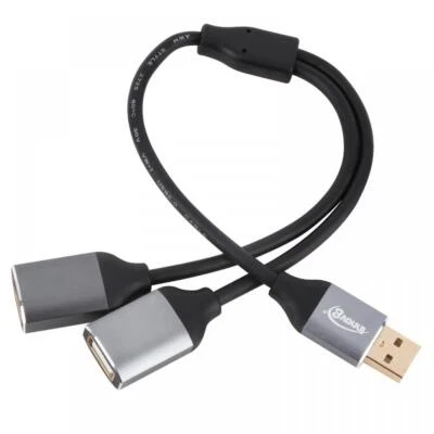 USB Splitter, USB 2.0 A Male to 2 Female Data Charging Extension Cable  - Image 1 of 4