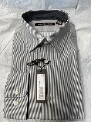NUEVO CON ETIQUETAS Camisa de Vestir Michael Kors Carbón/Blanco Rayas Niños Grandes Talla 20 Foto 1 de 4
