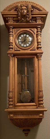 GAZO MONTEREY STRIKE CLOCK, TRIPLE CHIME, SOLID CARVED ALDER WOOD CASE BEAUTIFUL Cover