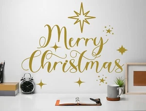 Merry Christmas sign decal, Christmas Entrance Decor, Holiday Art - n032 - Picture 1 of 11