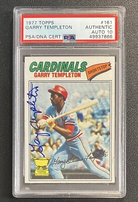 1977 Topps #161 Garry Templeton RC Firmado PSA/DNA Auténtico Autógrafo Grado 10 Foto 1 de 2