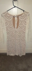 STUNNING FOR LOVE & LEMONS WHITE LACE/CROCHET FULLY LINED DRESS. XS. UK 8 - Picture 1 of 11