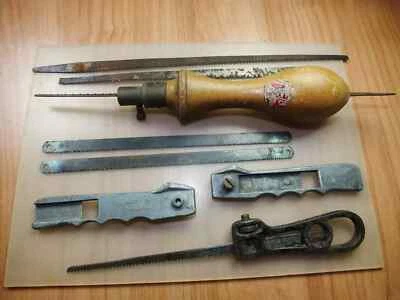 4 Vintage Pad Handle Saws & Blades Hack Saw . Wood & Aluminium Made in England - Image 1 of 4
