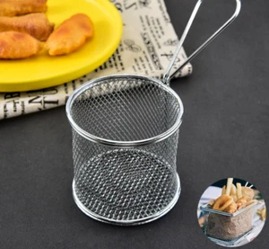 Cocina Acero Inoxidable Mini-Fritas Cesta Pequeña Snack Cesta Redonda Frito - Imagen 1 de 5