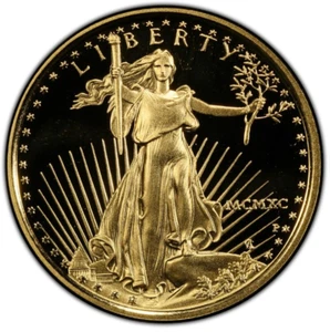 1990 P $5 Gold American Eagle Proof Coin 1/10 Oz In Original Capsule - Picture 1 of 2