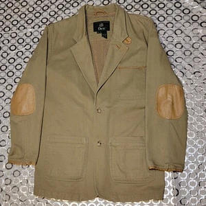 VTG ORVIS Sz M-tall Mens Cotton Twill/Leather Zambezi Safari Jacket Khaki Coat - Picture 1 of 10