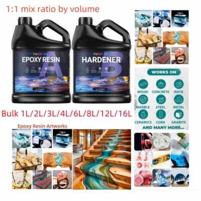 Bulk 1L 2L 3L 4L 6L 8L 12L 16L Clear Epoxy Resin Kit - 1A:1B Coating Glue - Image 1 of 4