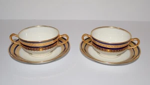 Theodore Haviland Limoges (Juego de 2) tazas y platillos de caldo para Sisson Brothers - Imagen 1 de 9