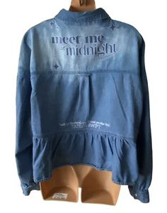 Taylor Swift Meet Me At Midnight Chambray Denim Pearl Snap Buttons Plus Size OX - Picture 1 of 6