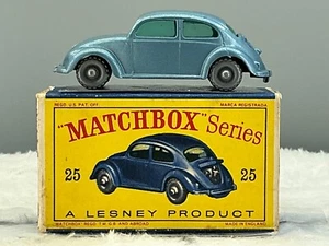 Matchbox Lesney#25B,1960, Volkswagen beetle. SILVER.N,MINTboxed Original - Picture 1 of 17